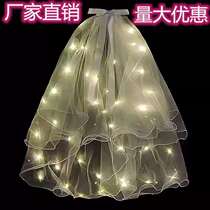 Princess childrens short Korean style simple luminous veil bride wedding brigade long super Xiansen series photo props