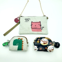 Code Lock Wallet Girl Cotton Hemp Korean Version Canvas Mobile Phone Bag Inclinable Cross Zipper Separating Cloth Art Bag Bag Cute Mesh Red