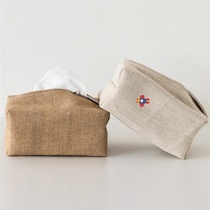 Japanese style simple tissue towel set box cotton linen fabric dining room living room drawing paper paper towel storage bag creative home