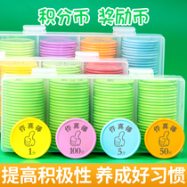 Customized plastic coin childrens reward exchange coin point coin reward card primary school students training learning point card boxed