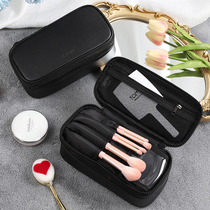Double-layer multifunctional cosmetic bag female portable 2021 premium ins portable travel makeup brush storage bag tomill
