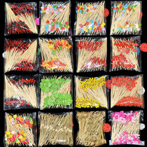 Fruit sign new disposable bamboo stick Sushi sign fork fruit string bar KTV fruit plate sign decoration flower sign