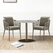 Outdoor Patio Casual Table And Chairs Nordic Villa Garden Terrace Modern Minima Waterproof Balcony Rope Woven Dining Table And Chairs
