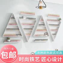 Nordic ins wind wall nail shop Cosmetics nail oil Nail oil glue wall-mounted Wrought iron partition triangle shelf