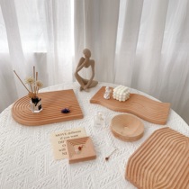 Photo background board creative water corrugated beech wood plate ins Wind Nordic style wooden decorative ornaments gourmet Pat