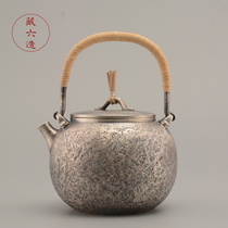 Silver pot Japan Tibetan six pure handmade silver pot sterling silver 999 bubble teapot kettle Japanese silver pot