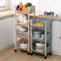 Kitchen rack floor multi-layer trolley multi-functional vegetable rack movable living room sundries storage and finishing rack