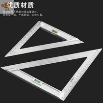 Stainless steel angle ruler 90 degrees wide bottom thickened angle ruler Aluminum alloy triangle ruler Woodworking right angle ruler 45 degrees angle ruler 
