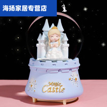 Castle little girl crystal ball Snowflake Princess Christmas ornaments music box Dream Girls children birthday gifts