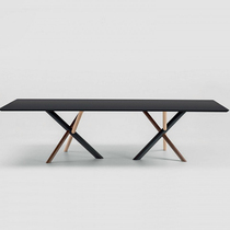 Nordic Solid Wood Meeting Table Long Table Light Extravagant Office Table And Chairs Combination Brief Modern Black Long Table Bench