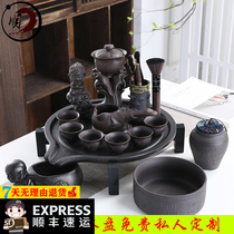Private customized purple sand automatic tea set household kung fu tea set water storage Stone Mill tea tray tea table