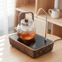 Automatic water electric pottery stove tea maker glass kettle walnut pumping one-piece cooking teapot home Tea stove
