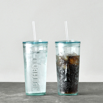 Imported straw water Cup Xiban Coca-Cola authorized environmentally friendly glass Cola Juice Drink Cup) JOLOR
