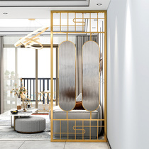 Light luxury stainless steel rotating screen into the house to block the entrance decorative wall small apartment living room Changhong glass partition