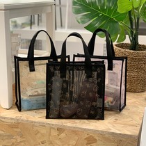 Genuine Mesh Yarn Handbag Makeup Bag Large Capacity Woman Portable Breathable Wash Containing Bath Bag