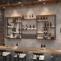 Bar wine cabinet display cabinet Bar wine rack shelf Restaurant wine rack Wrought iron shelf Wall-mounted display rack