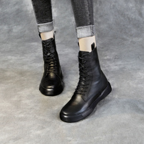 Martin boots women's British style spring and autumn single boots 2020 new leather short boots summer thin models showing feet small thin boots
