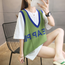 Fireair Street student ins Super fire T-shirt skirt loose two-piece summer short sleeve sports cover belly age Hong Kong flavor