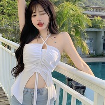 Atmosphere Sensation Pure Desire Hot Girl Sexy Cross Hanging Neck Harness Vest Woman Hollowed-out Irregular Design Sensation dont make a blouse