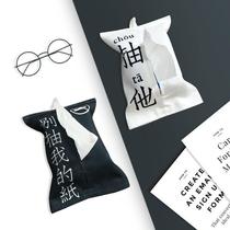 Creative text cloth tissue bag paper cloth tissue box car decoration paper storage bag paper towel bag