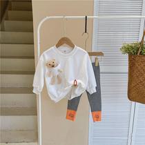 Girl sports suit spring and autumn girl baby 2021 childrens clothing Net Red fashion casual foreign style autumn dress two-piece tide