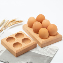 Wooden egg storage box Japanese solid wood egg tray shelf disc shatterproof whole beech wood food shooting props