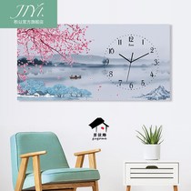 Simple horizontal rectangular Nordic modern new Chinese wall clock watch living room dining room art personality decorative clock