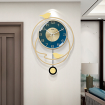 New Chinese wall clock mute creative living room clock atmospheric wall watch light luxury swing clock fashion household quartz clock