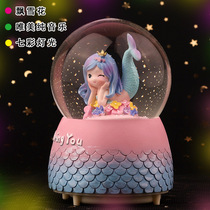 Crystal Ball Music Box Night Light Music Box Rotating Mermaid Princess Girls Children Girls Birthday Gifts