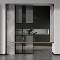 Simple modern wrought iron metal Changhong glass screen bathroom living room entrance partition custom stainless steel
