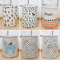 Cotton and linen extra-large dirty clothes basket toys storage bucket dormitory foldable clothes storage basket waterproof fabric laundry basket