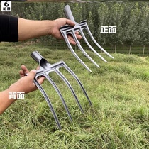 Turning fork tool straw iron fork Yam thick large hand-forged garlic multi-strand quenched hoe loosening