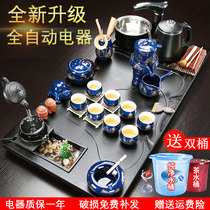 Mu tea man kung fu tea set home living room office simple automatic one tea tray complete set of purple sand ceramics