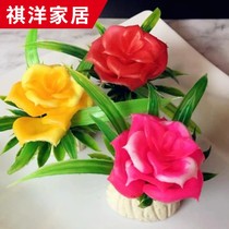 -Hotel plate decoration landscape flowers and plants fresh Western restaurant plate decoration 11cm simulation jewelry fake flowers and green leaves-