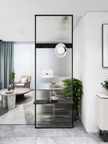 Ultra white long-hong glass partition living room toilet stainless steel iron art modern minimal input to the door screen customization