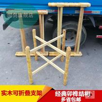 Home loveable solid wood large round table folding table rack square table tripod miscellaneous wood convenient folding table leg bracket table
