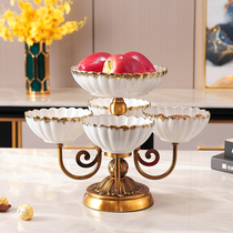 High-grade Nordic ceramic multi-layer net red fruit plate living room household coffee table creative light luxury snacks candy plate ornaments