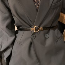Suit thin belt ladies Joker decoration waist seal small Belt black with jumpsuit skirt sweater coat waist