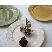 Half grain orange Ho American retro embossed flower ceramic Pangu ginger retro classic ancient flat plate home dining plate Western style