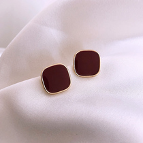 (Designer brand) Canary Kisse Burgundy earrings female fashion simple High sense niche design