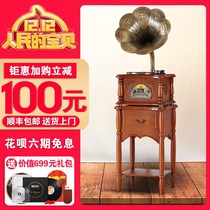 American phonograph solid wood record player European style retro living room vinyl record player old home audio ornaments