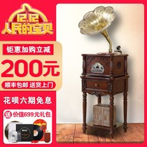 American antique big horn phonograph retro audio living room home European vinyl record player vintage record player