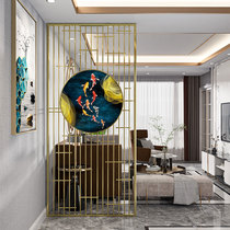 Wrought screen partition restaurant living room new Chinese light luxury entrance entrance entrance stainless steel mesh red partition decoration