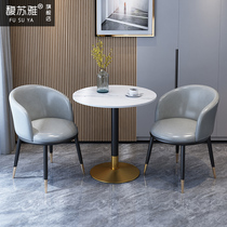Rock board dining table and chair combination Net red restaurant leisure reception negotiation light luxury marble table and chair balcony small round table and chair