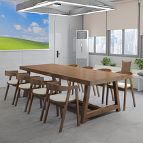 Nordic solid wood dining table living room negotiation table and chair combination household rectangular dining table modern simple meeting long table