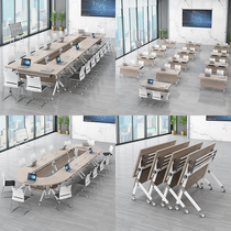 Folding training table and chairs combined splicing folding meeting table bar table training mechanism double mobile folding desk