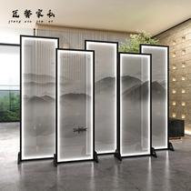 Modern Chinese style Simple modern metal luminous screen partition Living room Hotel entrance office Light luxury partition wall