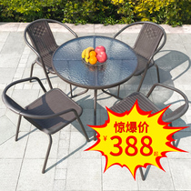Balcony Small Table And Chairs Outdoor Leisure Iron Art Table And Chairs Patio Outdoor Open-air Garden Commercial Milk Tea Shop Outside Swing Furniture