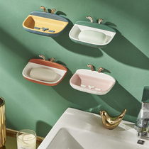 Toilet soap box non-perforated wall-mounted cartoon cute luxury household double-layer soap box drain rack