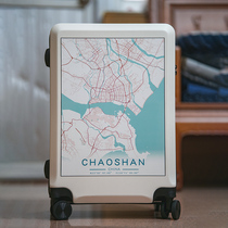 City map tie rod luggage ins Net red female Japanese suitcase 20 inch small light boarding password box